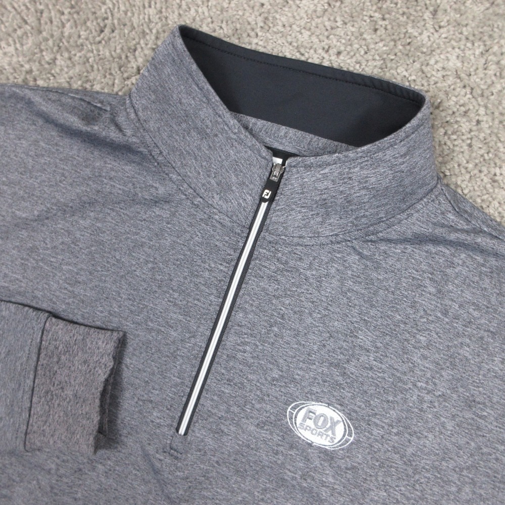 FootJoy Sweater Mens Medium Gray Performance Fox Sports Quarter Zip Lightweight